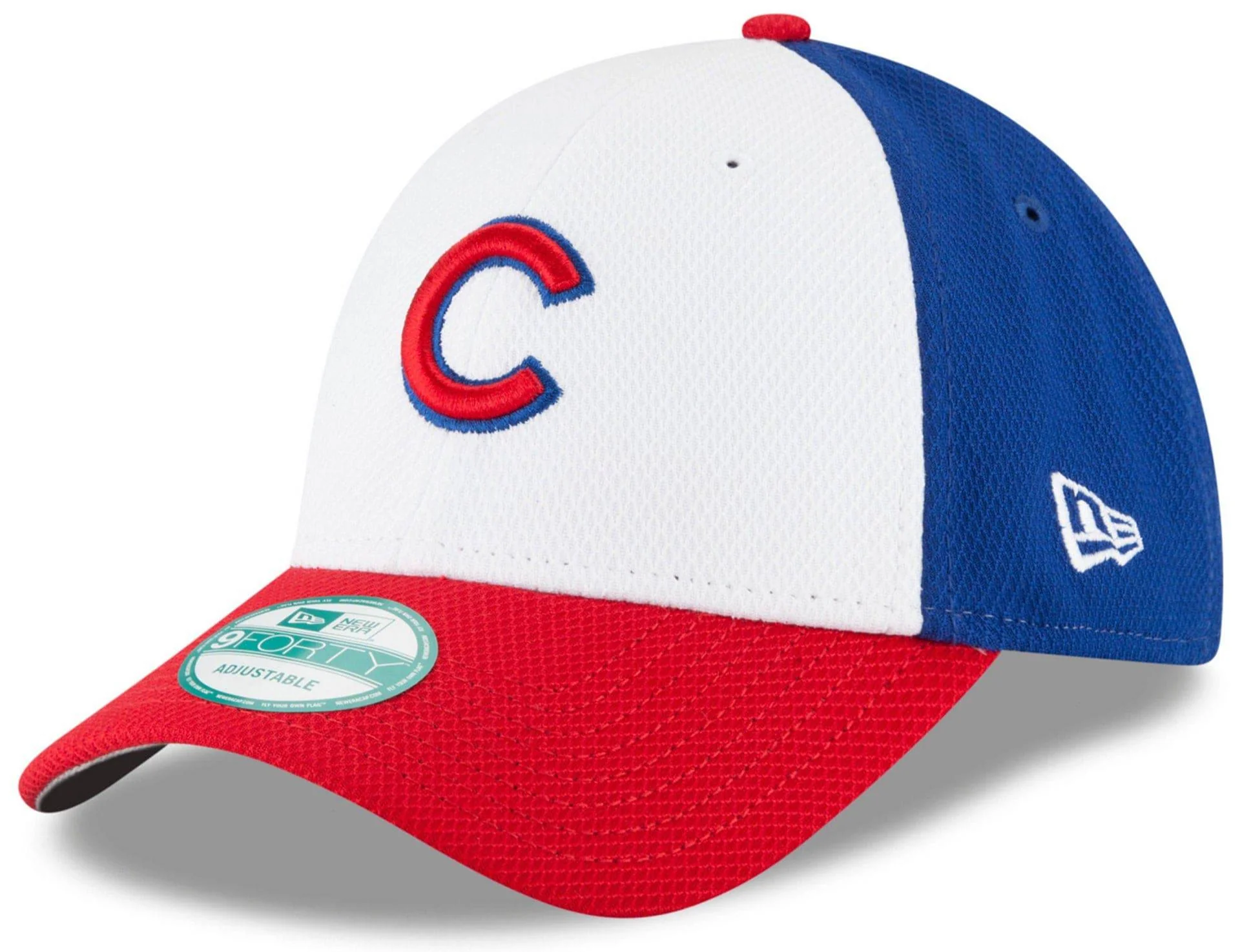 Men's Chicago Cubs New Era White/Red Perforated Block 9FORTY Adjustable Hat