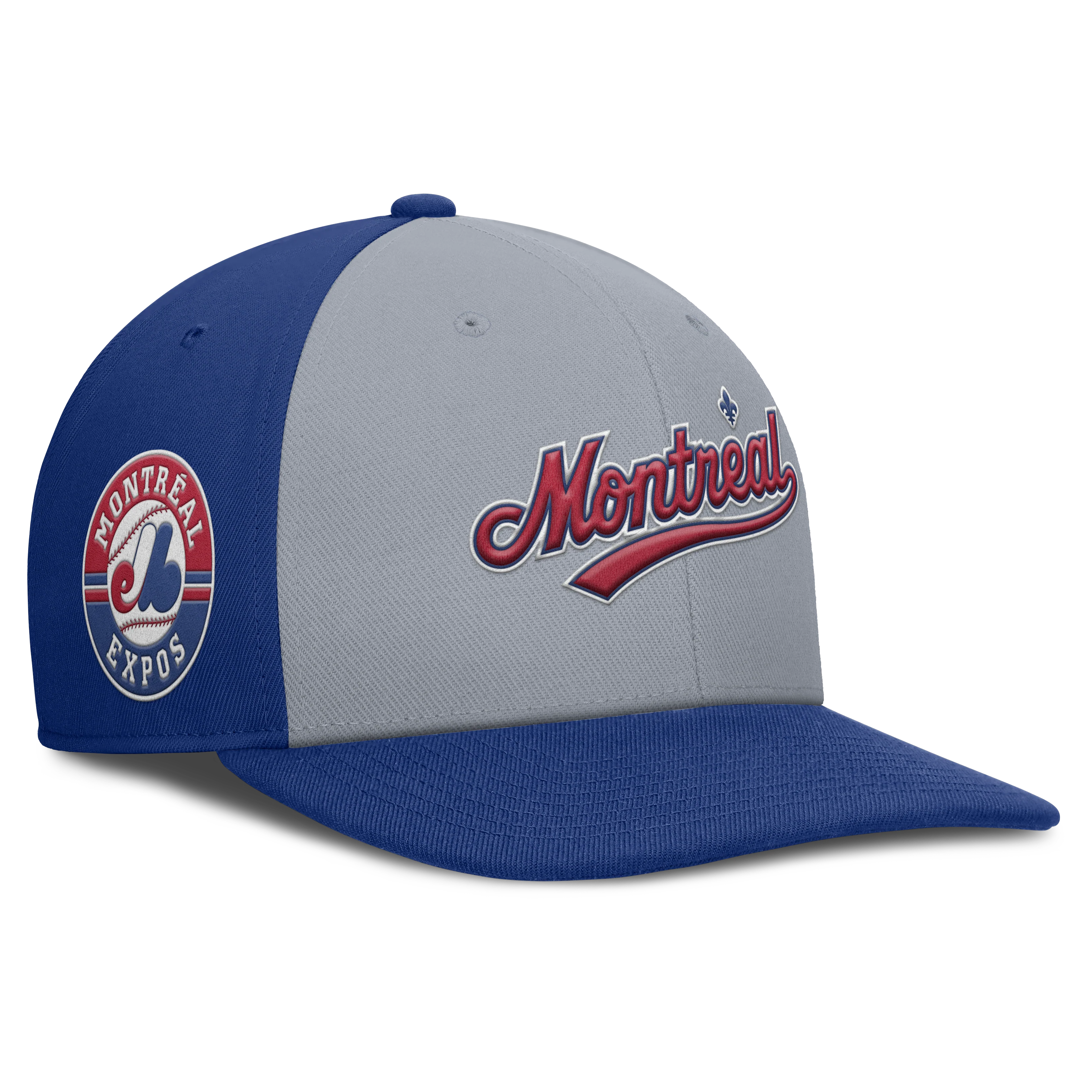 Montreal Expos Nike Gray/Royal Dri-Fit Pro Snapback Hat