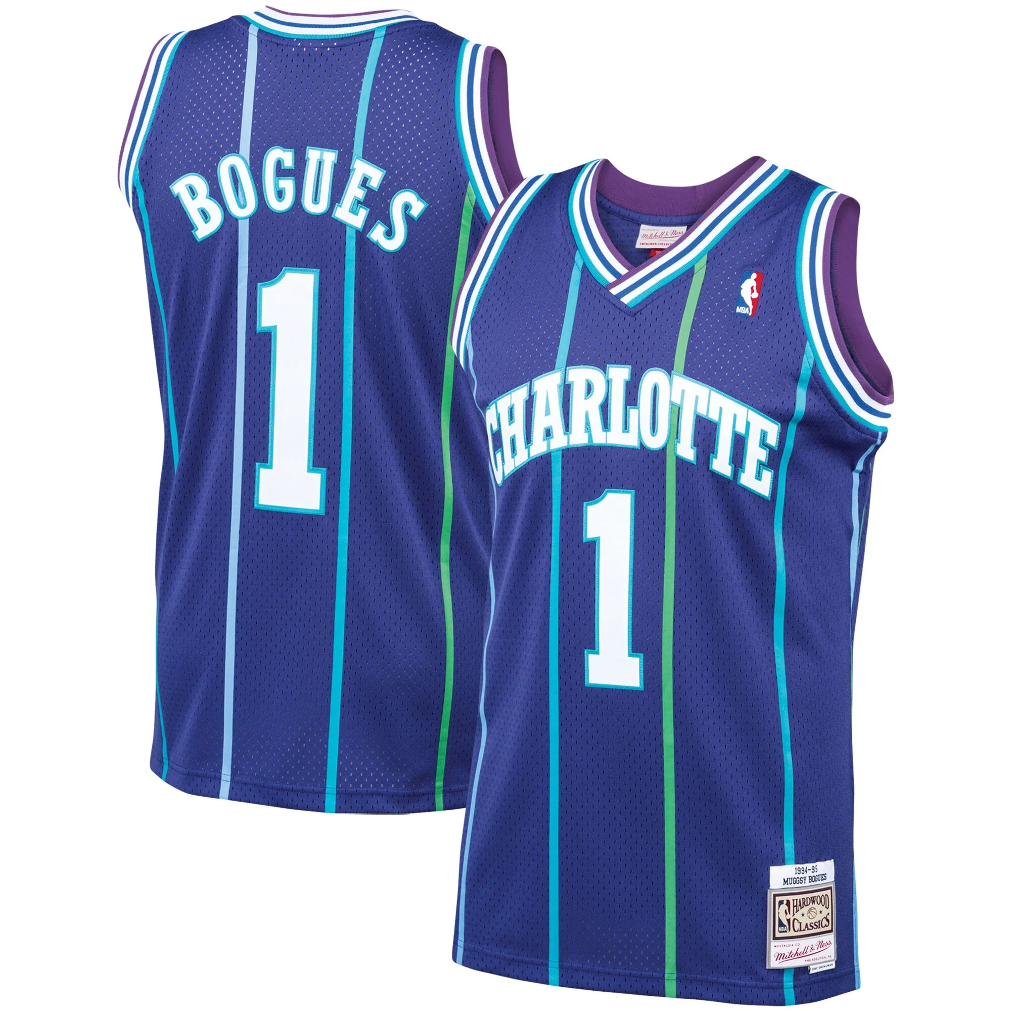Men’s Muggsy Bogues Charlotte Hornets 1994-95 Purple Swingman Replica Jersey By Mitchell & Ness