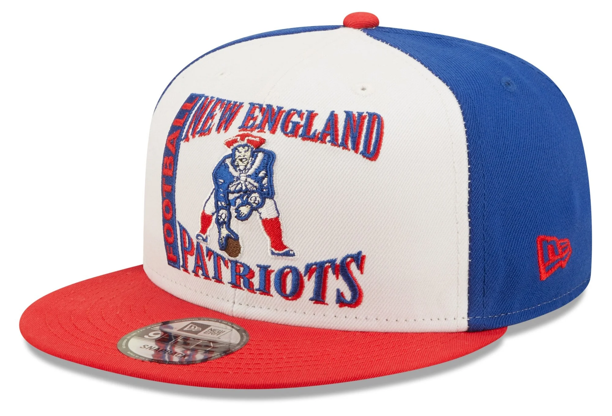 New England Patriots Historic Logo Retro Sport 3 Tone New Era 9FIFTY Snapback Hat