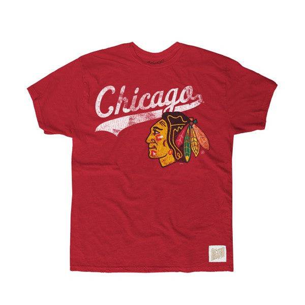 Chicago Blackhawks Script Tailswoop Tee by Retro Brand