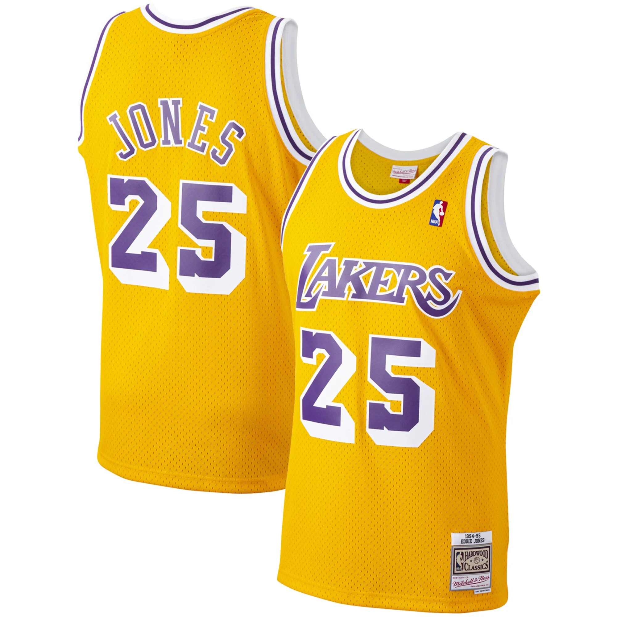 Men's Eddie Jones Los Angeles Lakers Mitchell & Ness 1994-95 Hardwood Classics Swingman Player Jersey - Gold