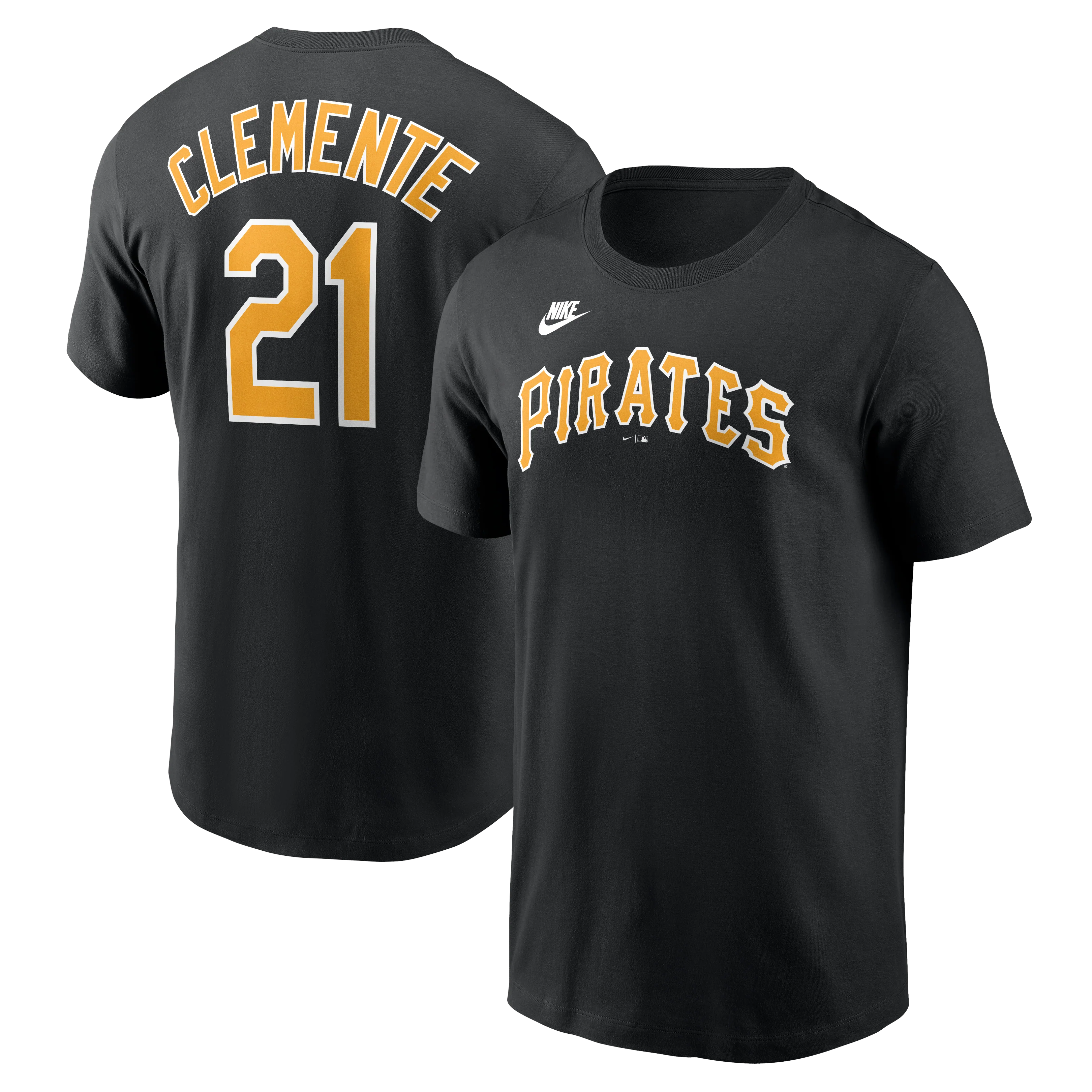 Men's Pittsburgh Pirates Roberto Clemente Nike Black Cooperstown Collection Name & Number T-Shirt