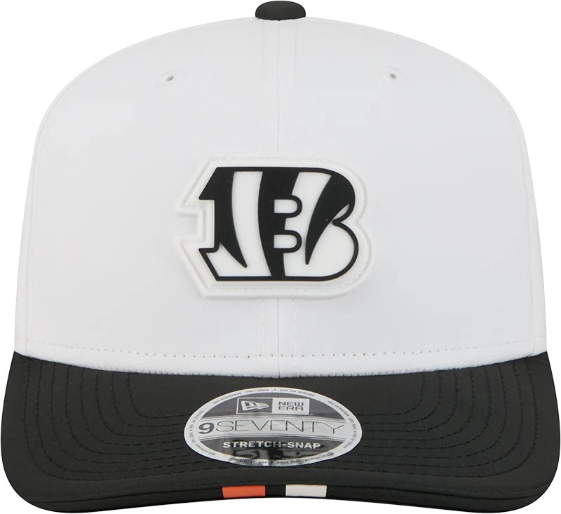 Men's Cincinnati Bengals New Era White/Black 2025 NFL Training Camp 9SEVENTY Adjustable Hat