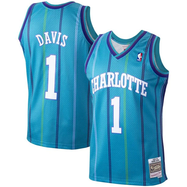 Men’s Baron Davis Charlotte Hornets Teal 1999-2000 Swingman Replica Jersey By Mitchell & Ness