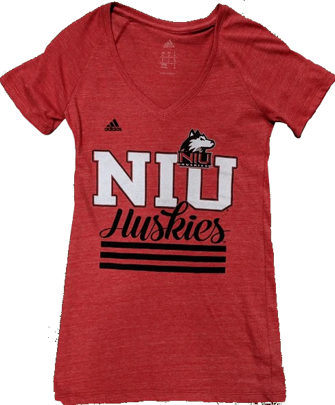 Womens NCAA Northern Illinois University Huskies Red adidas Heathered Tri-Blend Tee