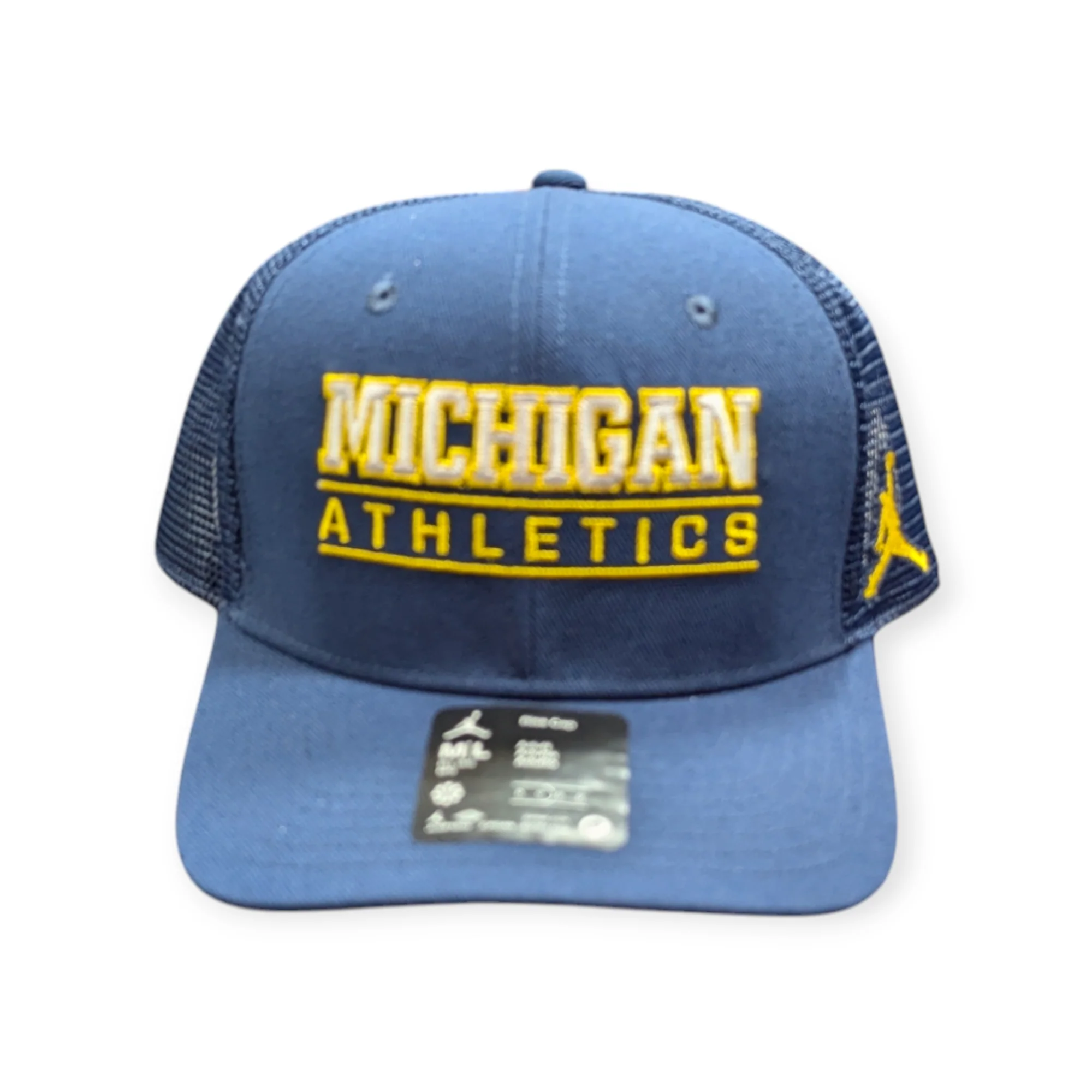 Michigan Wolverines Nike Rise Navy Trucker Adjustable Hat