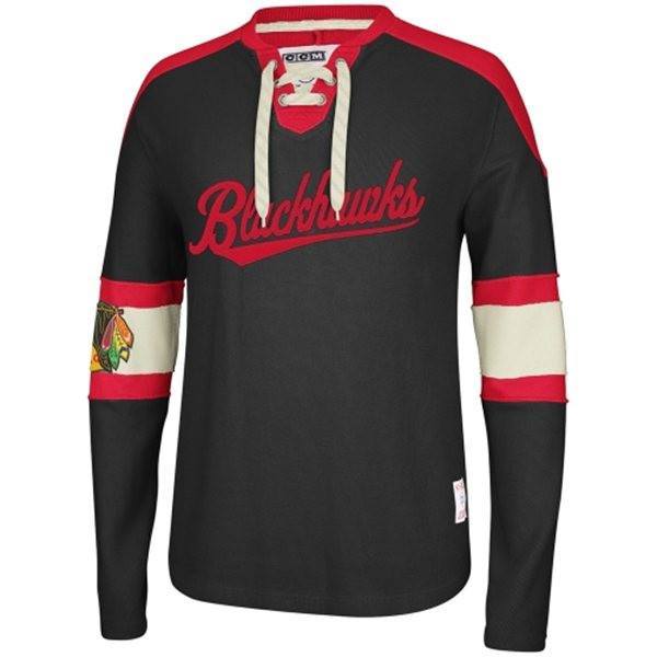 Reebok Chicago Blackhawks CCM Knit Sweatshirt - Black