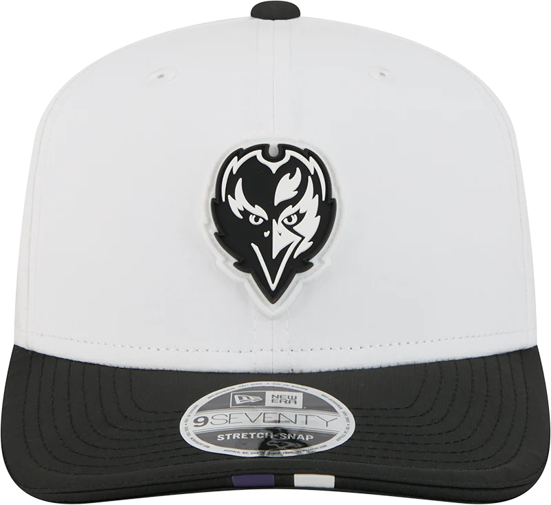 Men's Baltimore Ravens New Era White/Black 2025 NFL Training Camp 9SEVENTY Adjustable Hat