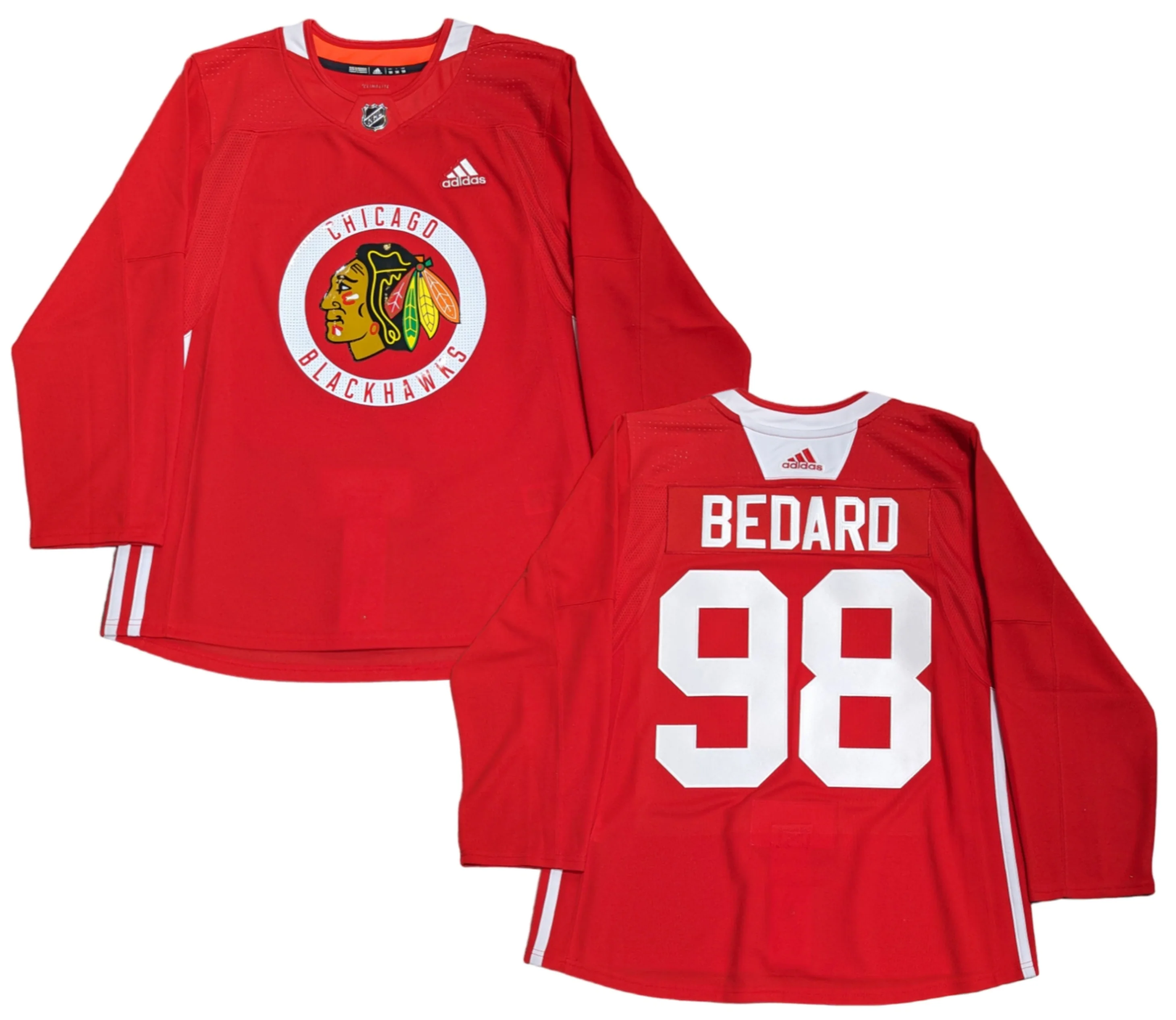 Men's Connor Bedard Chicago Blackhawks adidas Authentic Red Practice Jersey