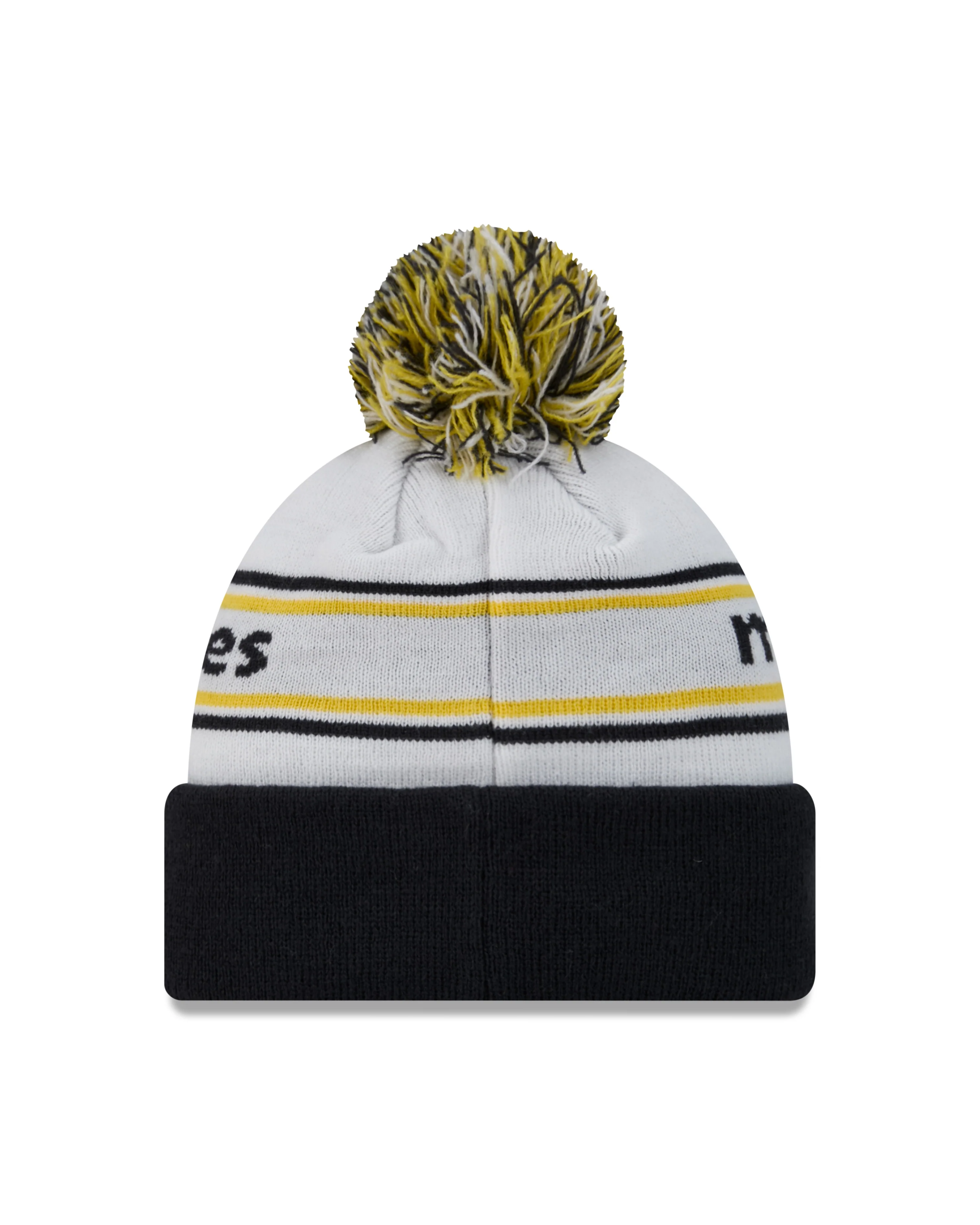 Men's Michigan Wolverines New Era White/Blue Banded Cuffed Pom Knit Hat