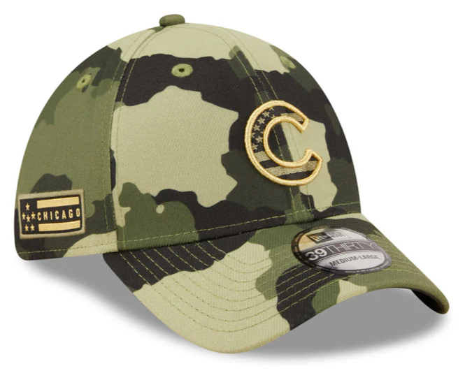 Men's Chicago Cubs New Era Camo 2022 Armed Forces Day 39THIRTY Flex Hat
