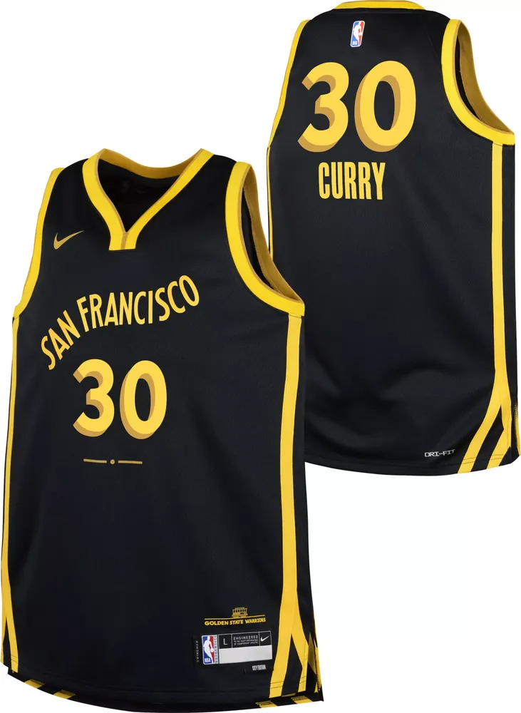 Youth Golden State Warriors Stephen Curry Nike 2023/24 City Edition Black Swingman Icon Jersey