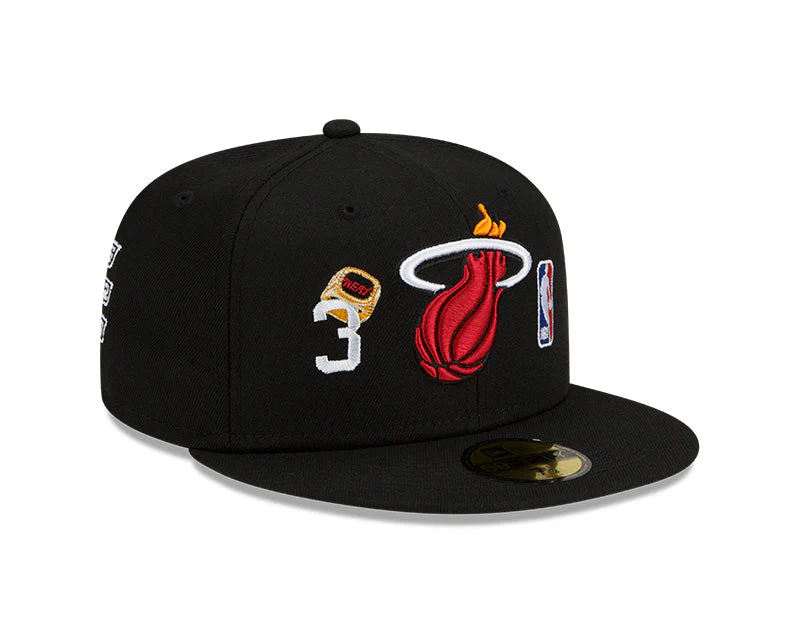 Men's New Era Black Miami Heat 3x World Champions Count the Rings 59FIFTY Fitted Hat
