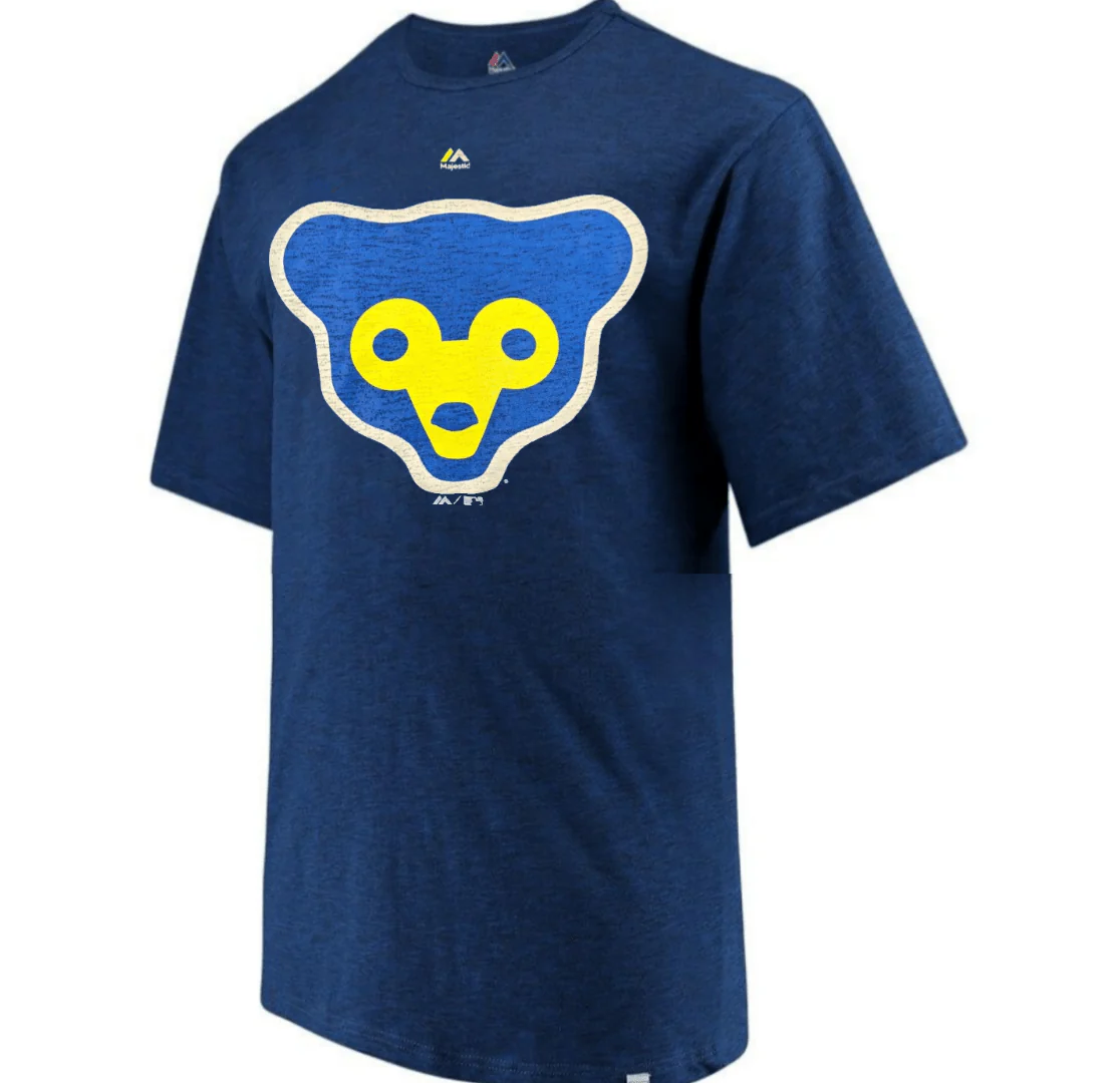 Men's Chicago Cubs Cooperstown Collection 1969 Logo Blue Tee By Majestic