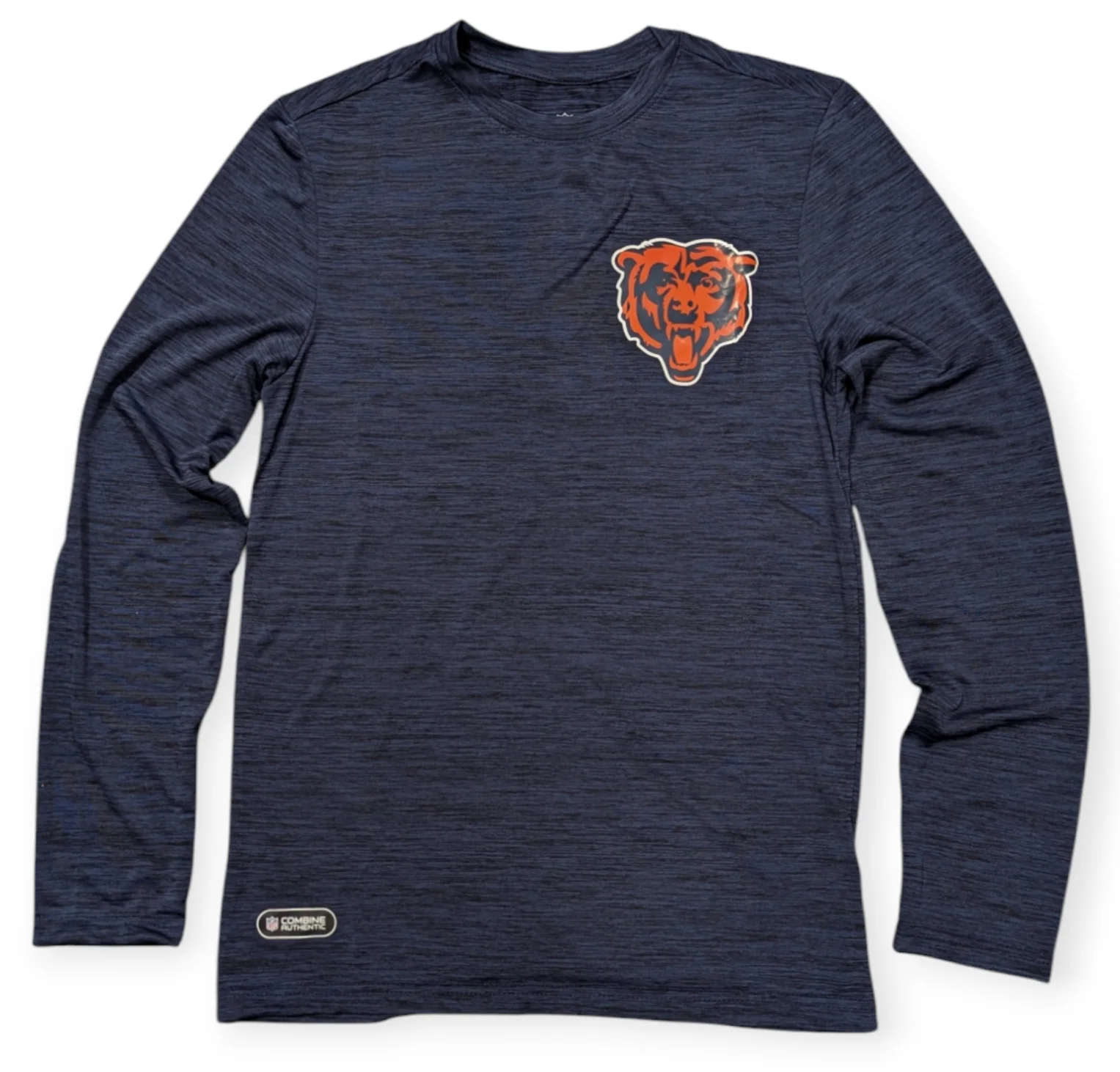 Mens Chicago Bears NFL Combine Navy Tackle Crew Long Sleeve Tee