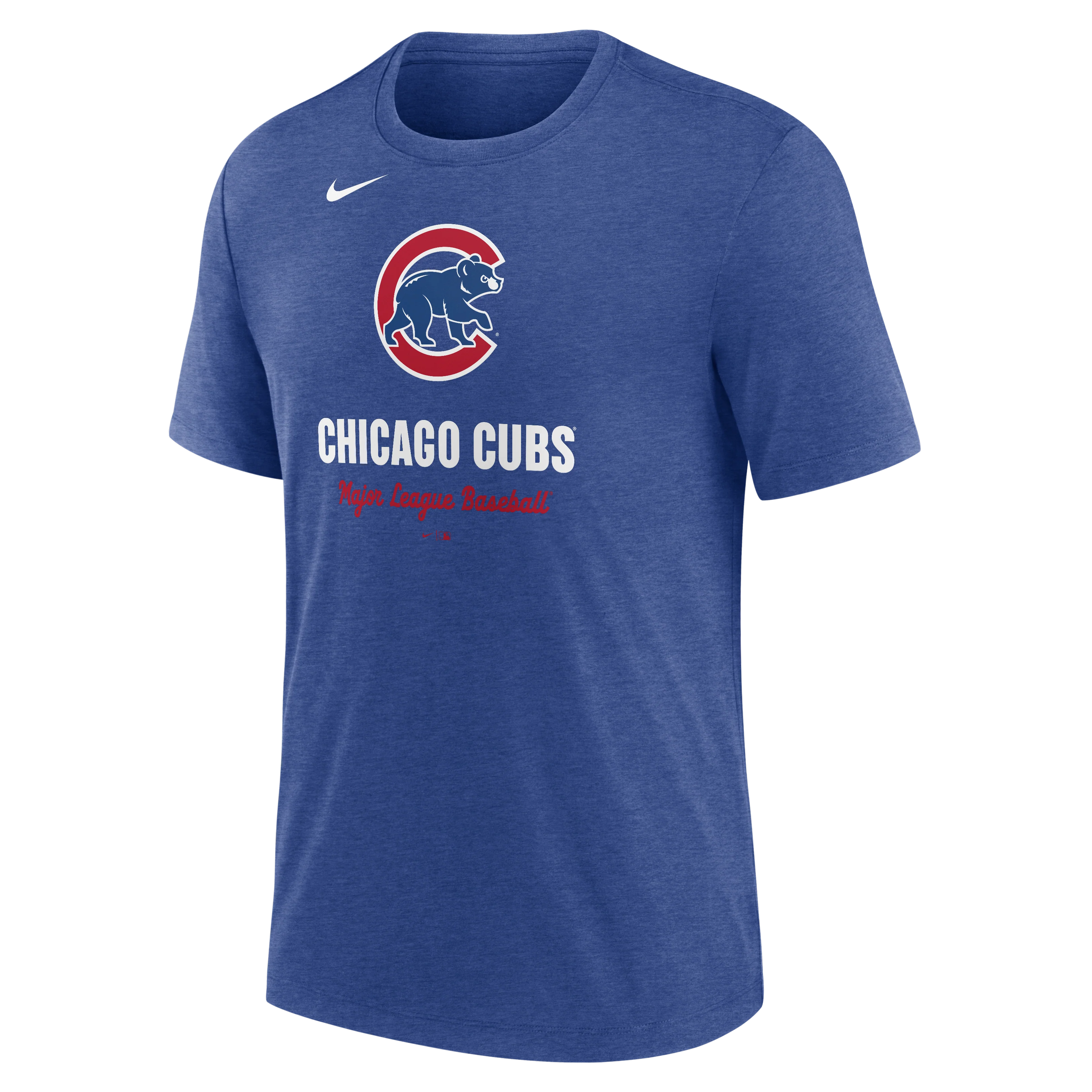 Men's Chicago Cubs Nike Heather Royal Logo Tri-Blend T-Shirt