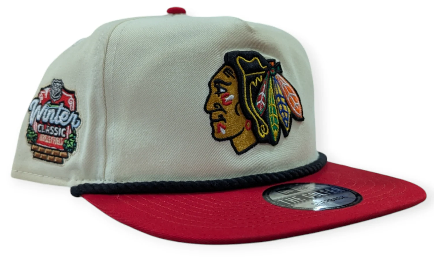 Men's Chicago Blackhawks New Era Chrome/Red 2025 Winter Classic Golfer Adjustable Hat