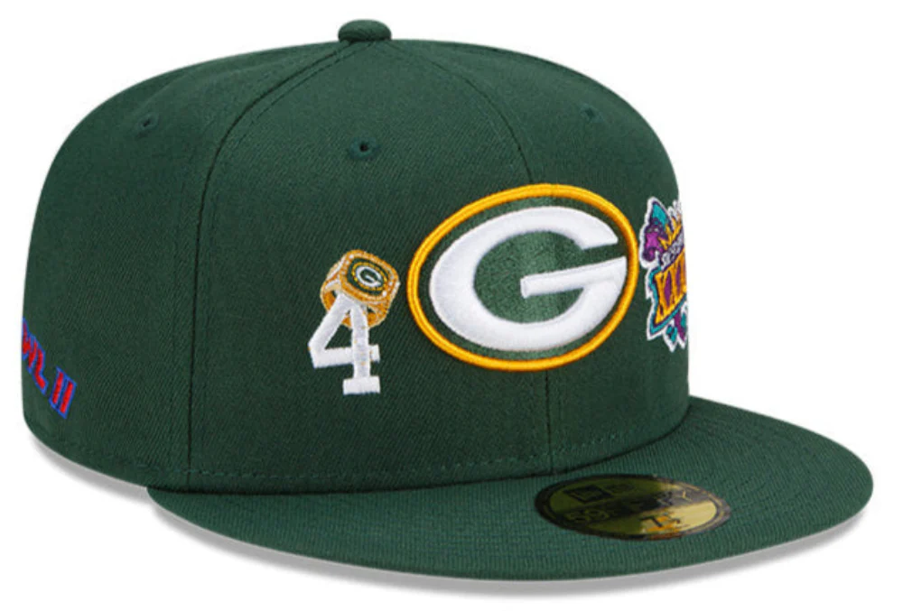 Green Bay Packers New Era Green 4 Time Champions 59FIFTY Fitted Hat