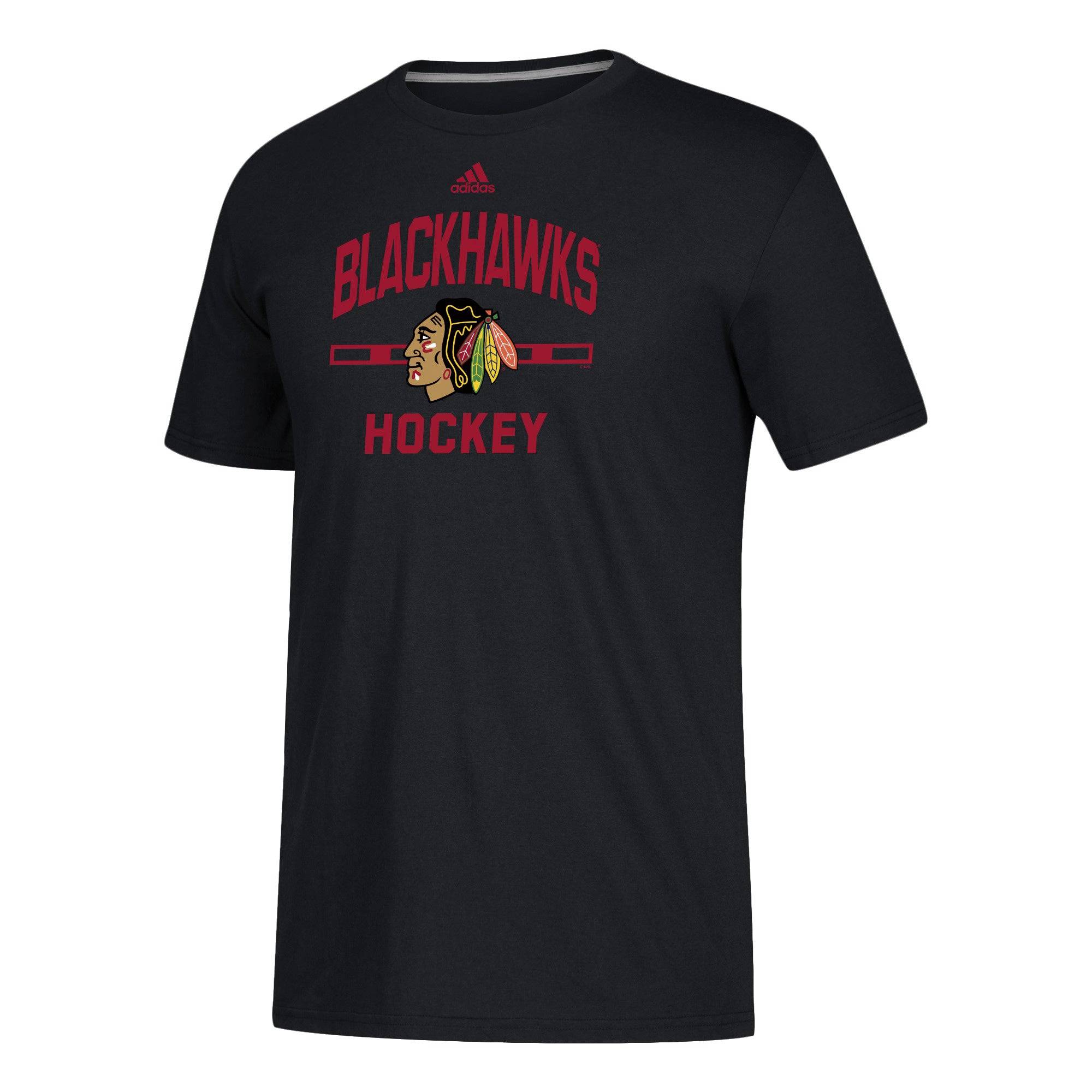 Mens Chicago Blackhawks Centered Performance Adidas Black Tee
