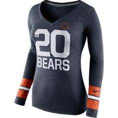 Womens Chicago Bears Established V Neck Long Sleeve Tee