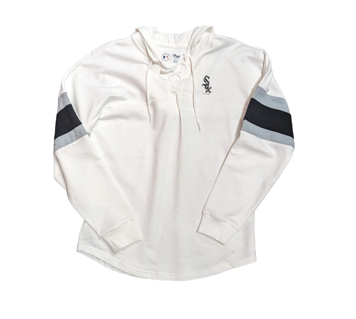 Women's Chicago White Sox Game Plan White Long Sleeve Lace Hooded Tee