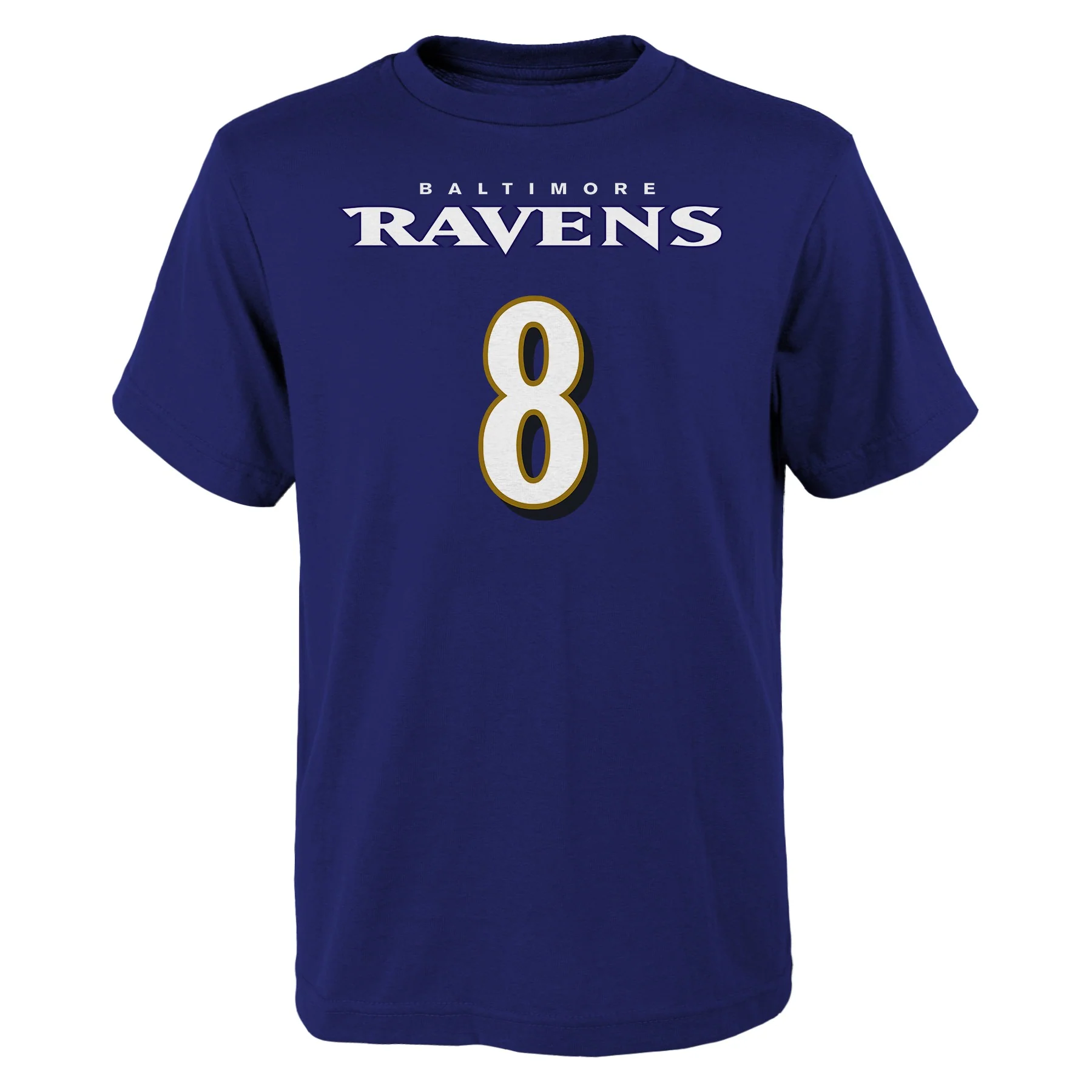 Youth Baltimore Ravens Lamar Jackson Purple Mainliner Player Name & Number T-Shirt