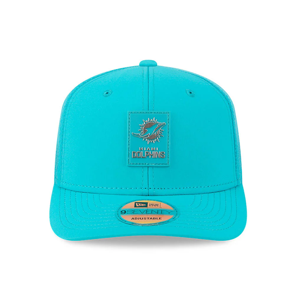 Men's Miami Dolphins New Era Aqua 2025 NFL Sideline Heat 9SEVENTY Adjustable Hat