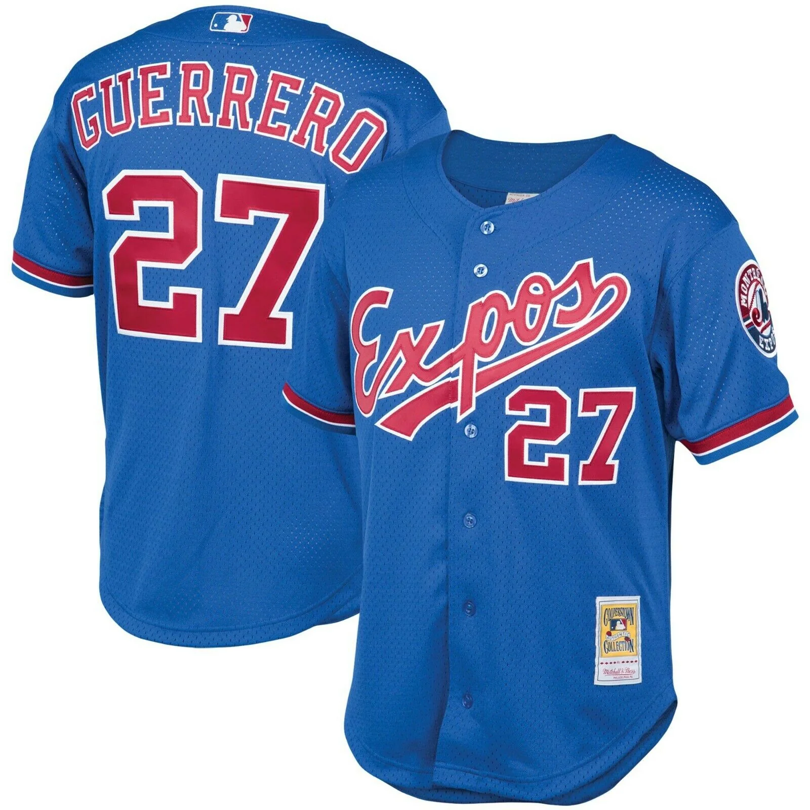 Men's Montreal Expos Vladimir Guerrero Mitchell & Ness Royal 2002 Authentic Cooperstown Collection Mesh Batting Practice Jersey