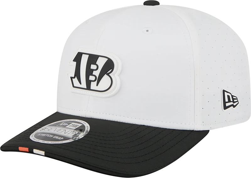 Men's Cincinnati Bengals New Era White/Black 2025 NFL Training Camp 9SEVENTY Adjustable Hat