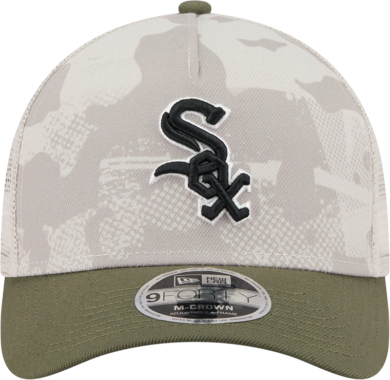 Chicago White Sox 2025 Armed Forces Day Camo New Era 9FORTY M-Crown Trucker Adjustable Hat