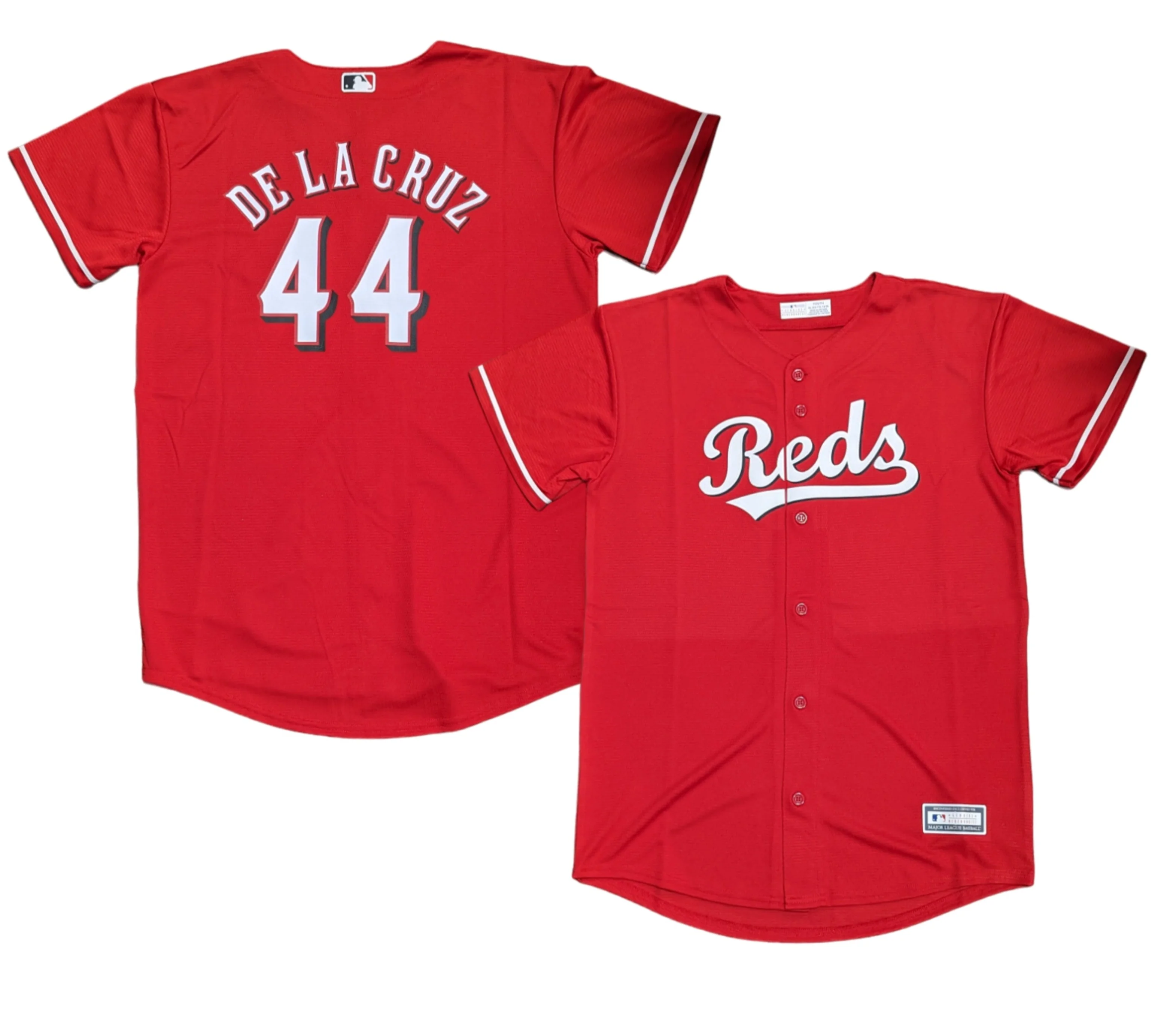 Youth Cincinnati Reds Elly De La Cruz MLB Red Alternate Screen Print Replica Jersey