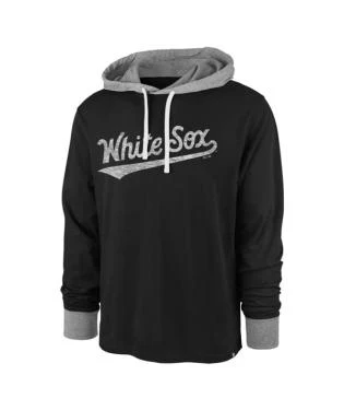 47 Brand Men's Chicago White Sox Flint Black Domino Hooded Long Sleeve Tee