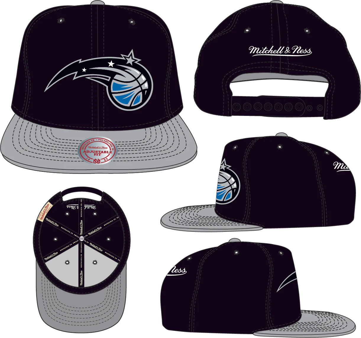 Men's Mitchell & Ness Orlando Magic Basic Core 2-Tone Snapback Adjustable Hat