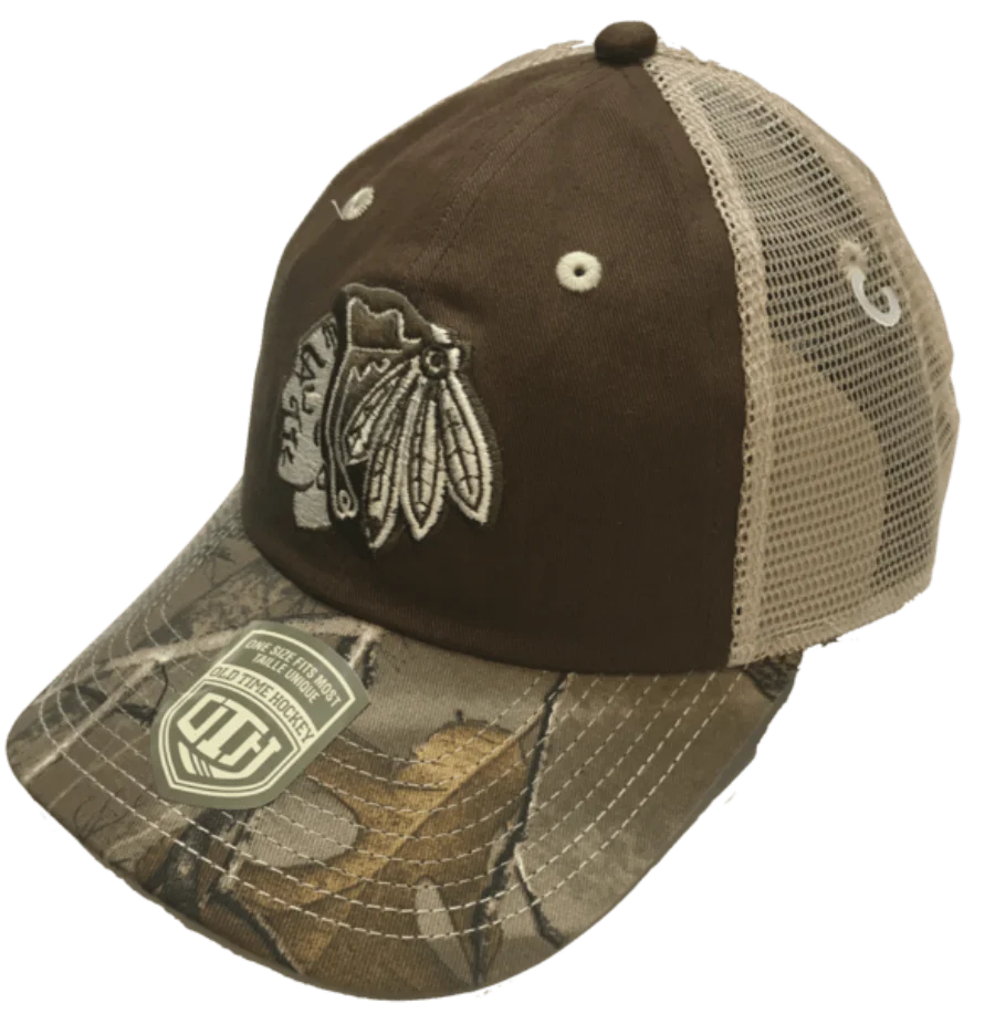 Chicago Blackhawks Ash Camouflage Adjustable Hat By Old Time Hockey