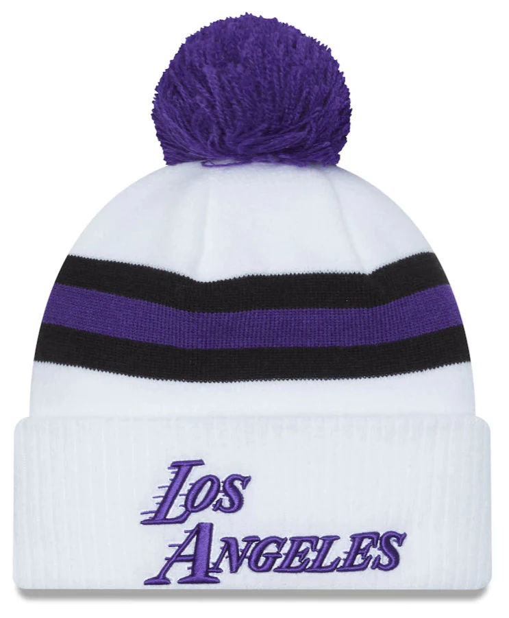 Men's Los Angeles Lakers New Era 2022/23 City Edition Official Cuffed Pom Knit Hat