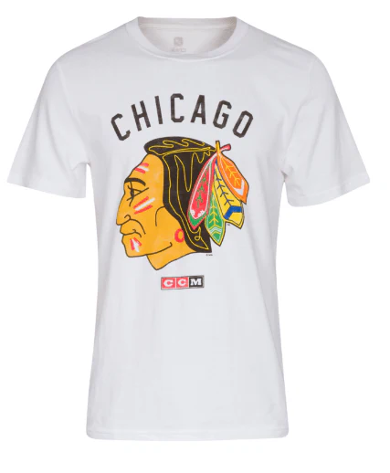 Mens Chicago Blackhawks 1961 Vintage Logo Brushed Tee, White
