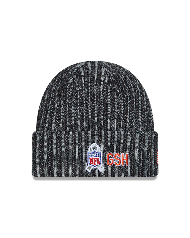 Chicago Bears New Era Black 2023 NFL Sideline Alternate Logo Official Salute To Service Sport Knit Hat