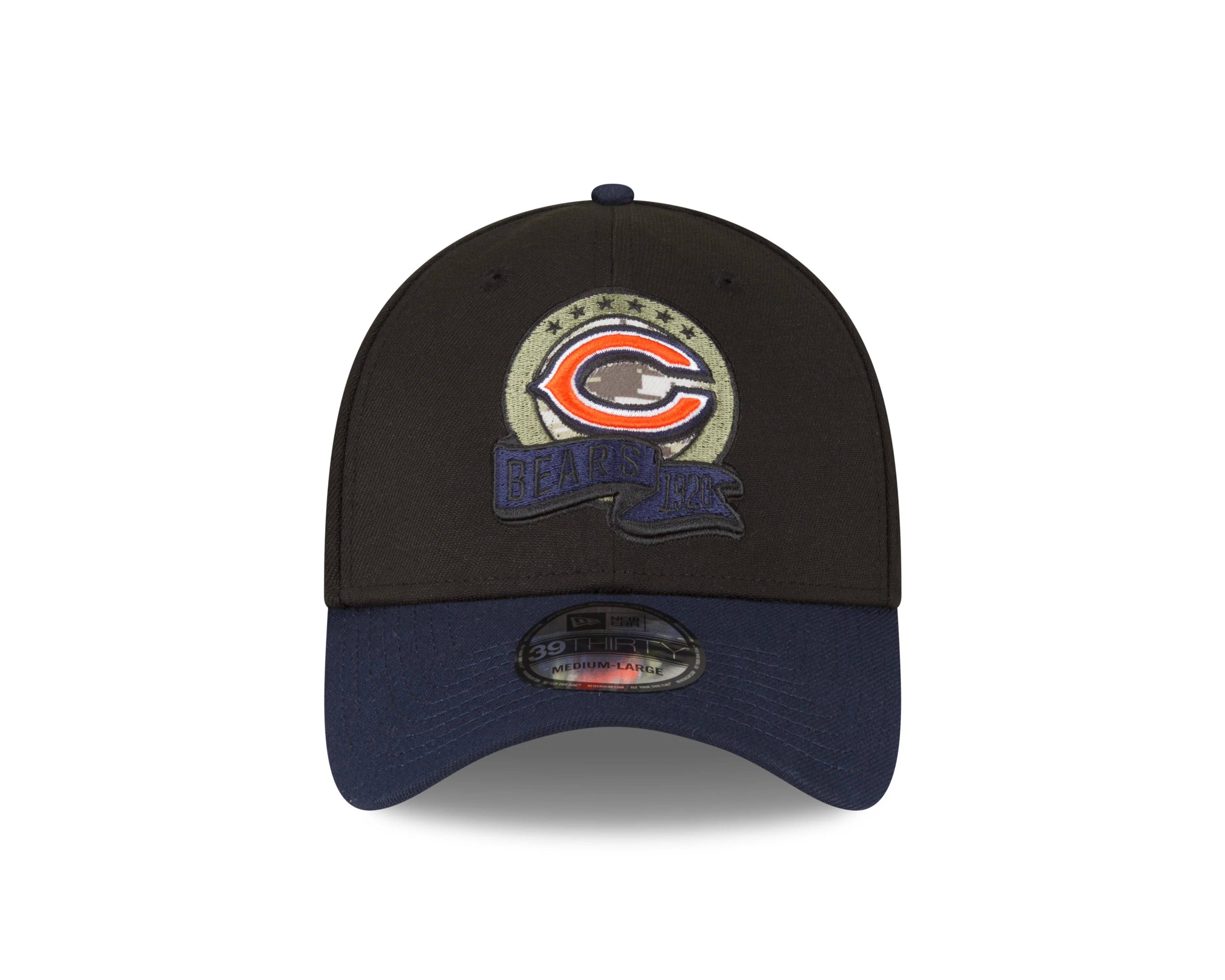 Men's Chicago Bears New Era Black 2022 Salute to Service Primary Logo 39THIRTY Flex Hat