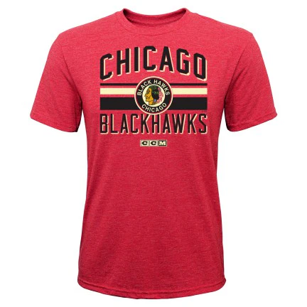 Youth Chicago Blackhawks Triblend CCM Classic Logo Bar Tee