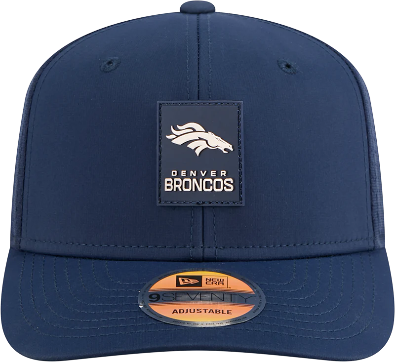 Men's Denver Broncos New Era Navy 2025 Sideline 9SEVENTY Trucker Adjustable Hat