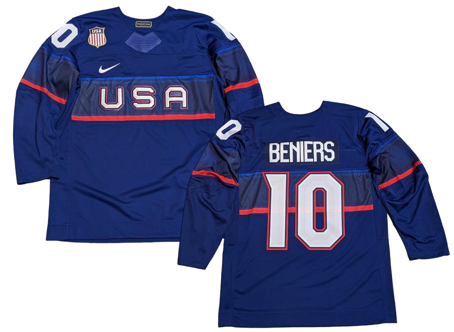 Mens USA Hockey Matty Beniers Nike Olympic Navy Replica Jersey
