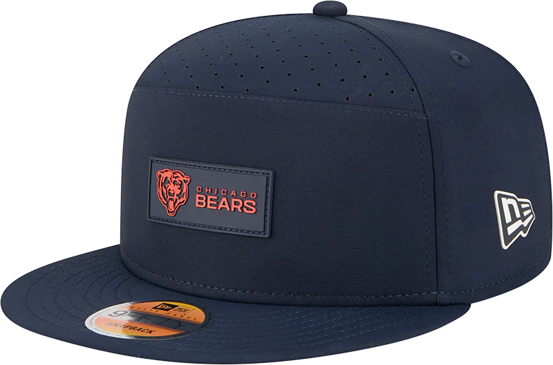 Men's Chicago Bears New Era Navy 2025 Primary Sideline Split Panel 9FIFTY Snapback Hat