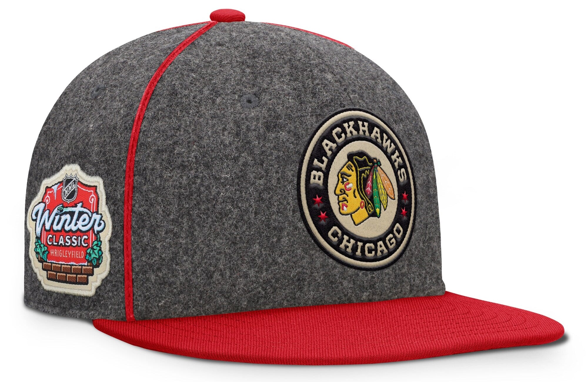 Men's Chicago Blackhawks Fanatics Heather Gray/Red 2025 NHL Winter Classic Novelty Strapback Hat