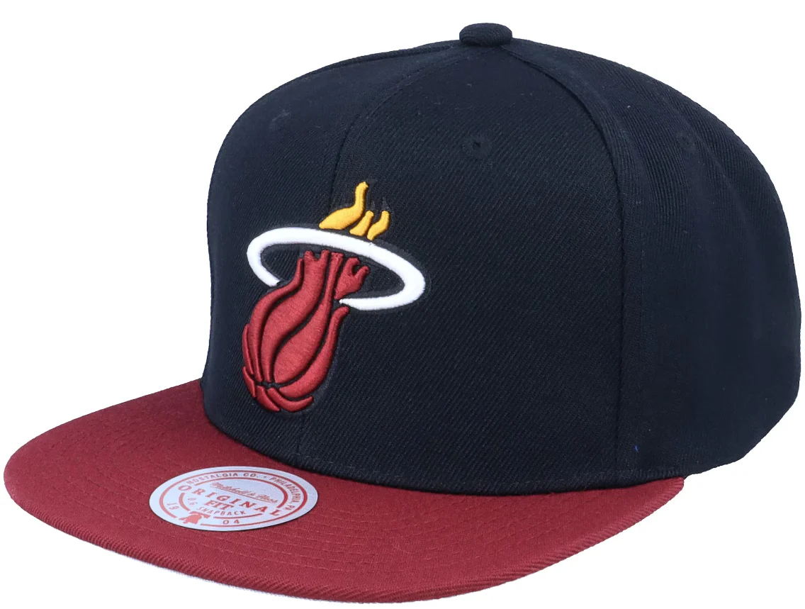 Men's Miami Heat Mitchell & Ness 2-Tone 2.0 Snapback Hat-Black/Maroon
