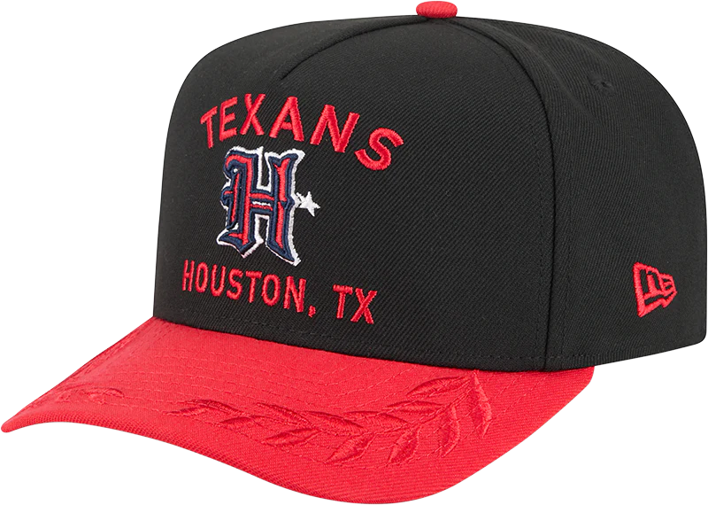 Men's Houston Texans New Era 2025 NFL Draft Black A-Frame 9FIFTY Snapback Adjustable Hat