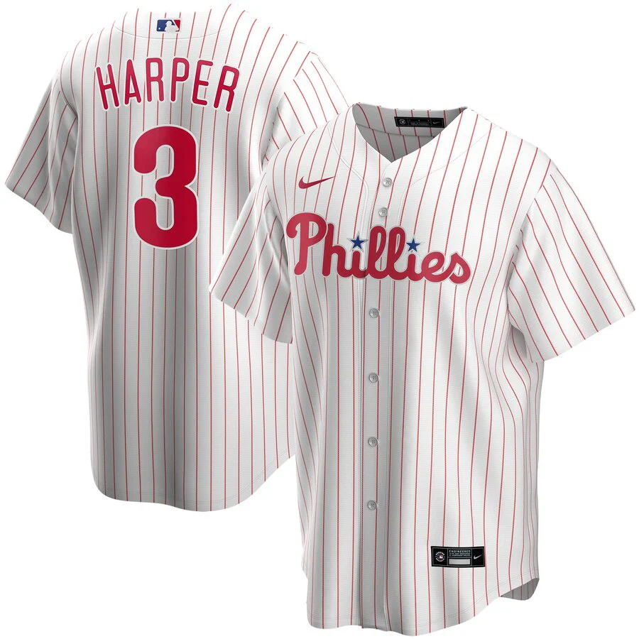 Men's Philadelphia Phillies Bryce Harper Nike White Home Replica Player Jersey