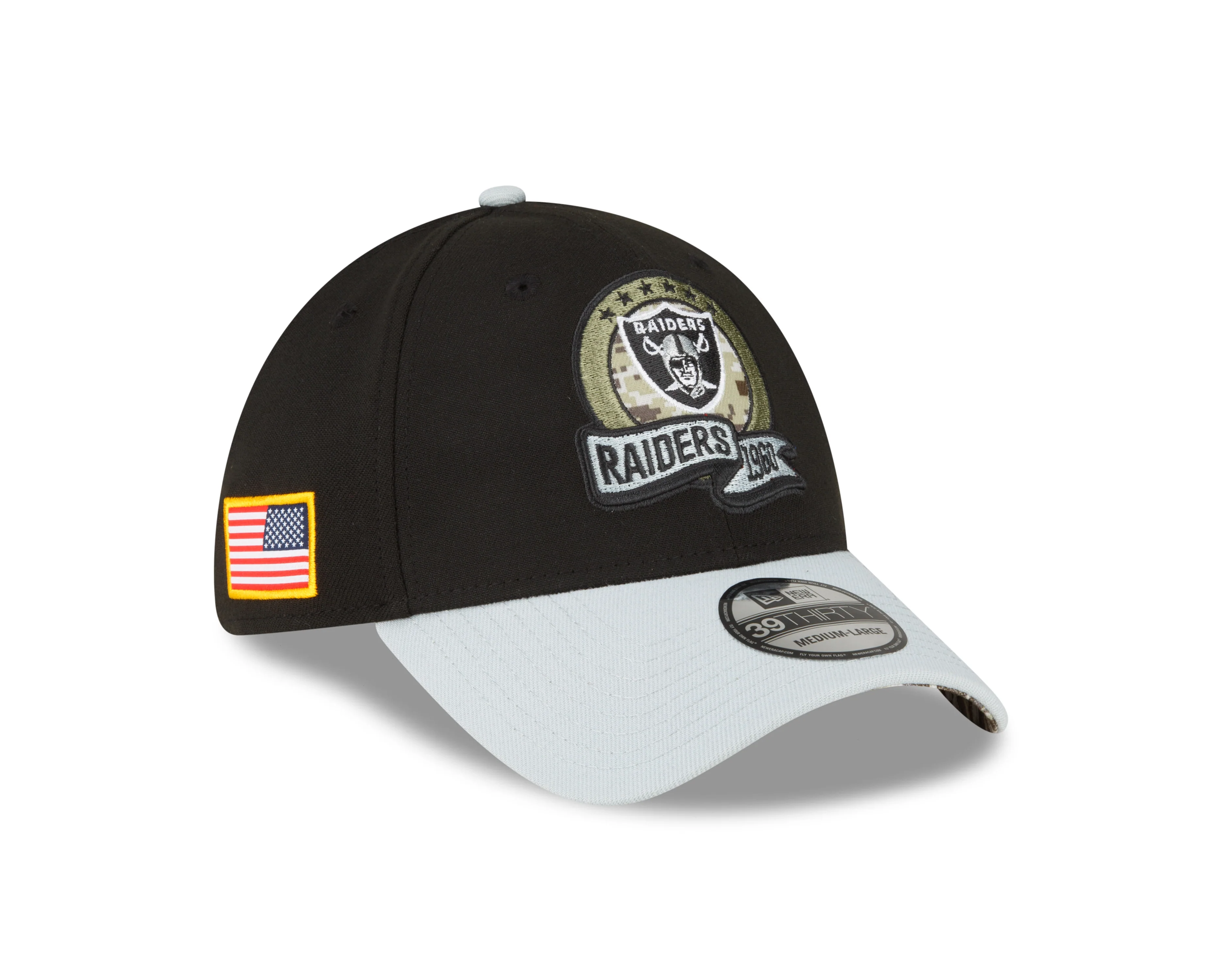 Men's Las Vegas Raiders New Era Black 2022 Salute to Service 39THIRTY Flex Hat