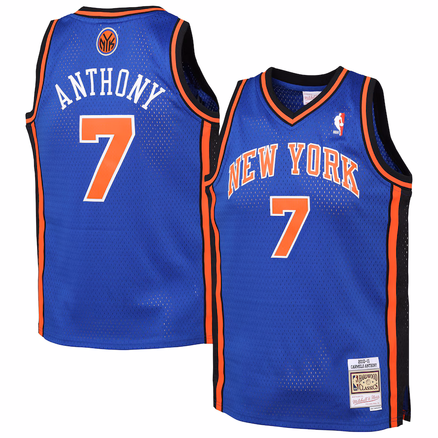 Youth New York Knicks Carmelo Anthony Mitchell & Ness Blue 2010-11 Hardwood Classics Swingman Jersey