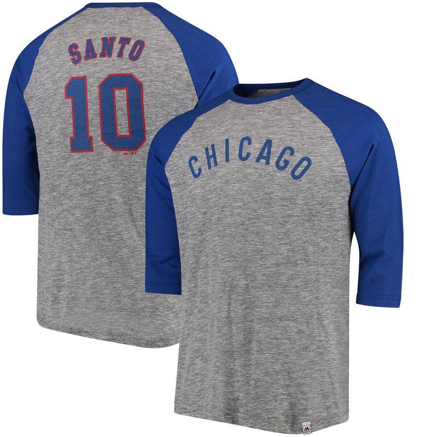 Men's Chicago Cubs Ron Santo Cooperstown Stirring Envy 3/4 Sleeve Raglan Tee